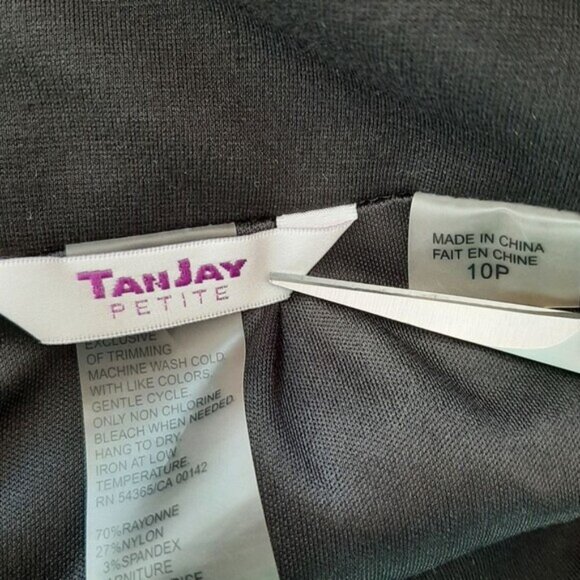 TANJAY Faux Leather Piping Detail Knee Length Pencil Skirt Black Sz 10 P - Picture 9 of 10